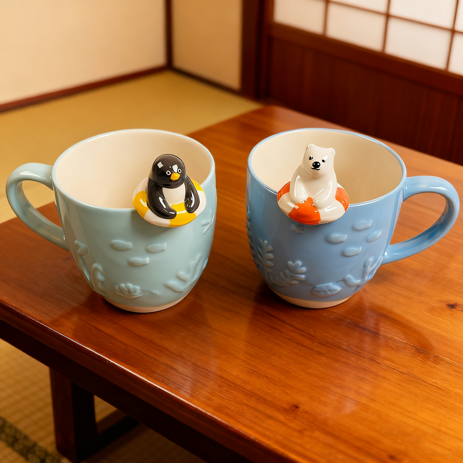 Mug en céramique avec cuillère animaux piscine