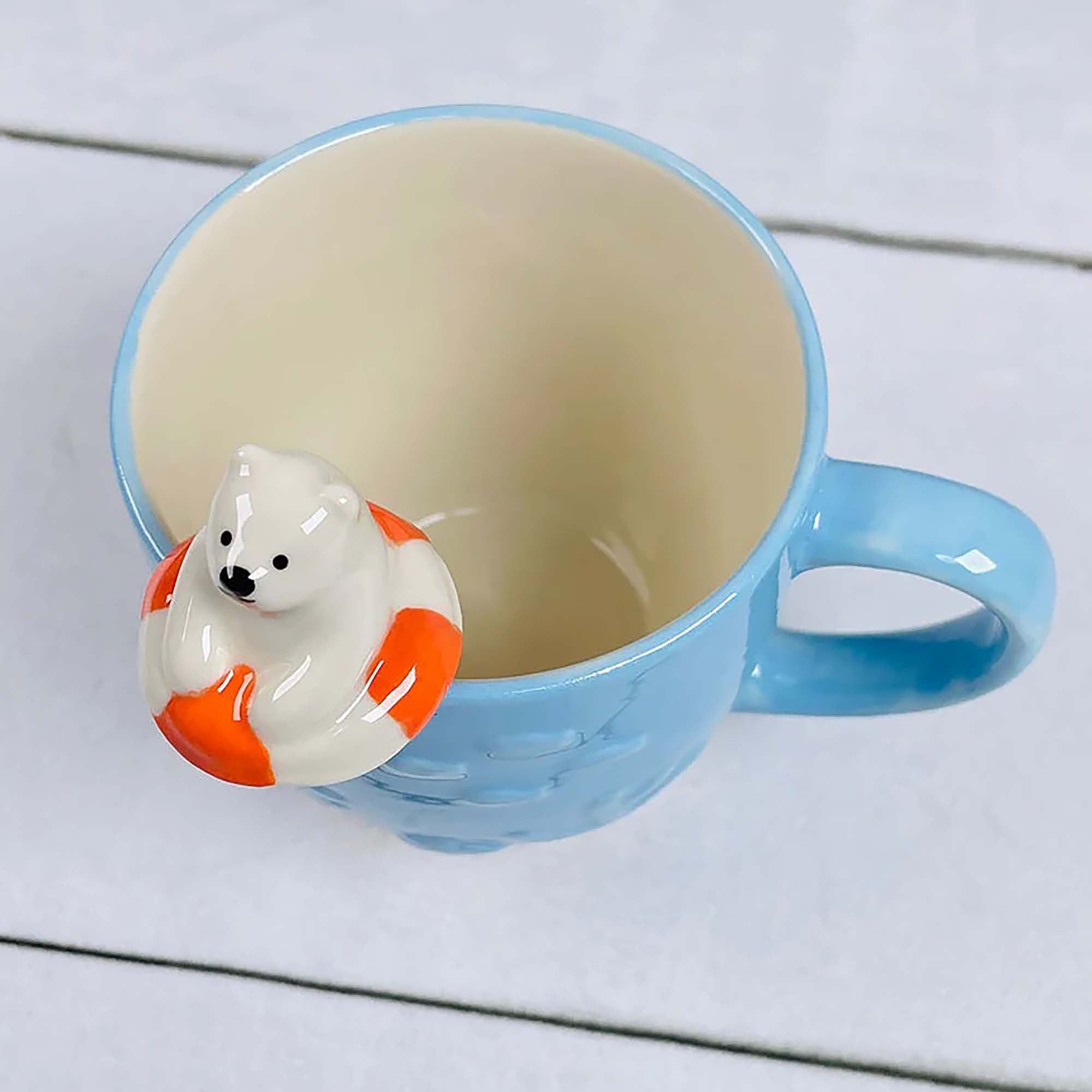 Mug en céramique avec cuillère animaux piscine