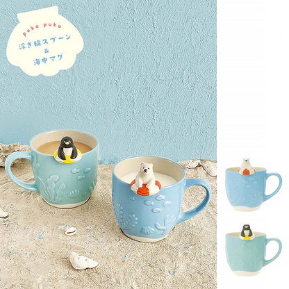 Mug en céramique avec cuillère animaux piscine