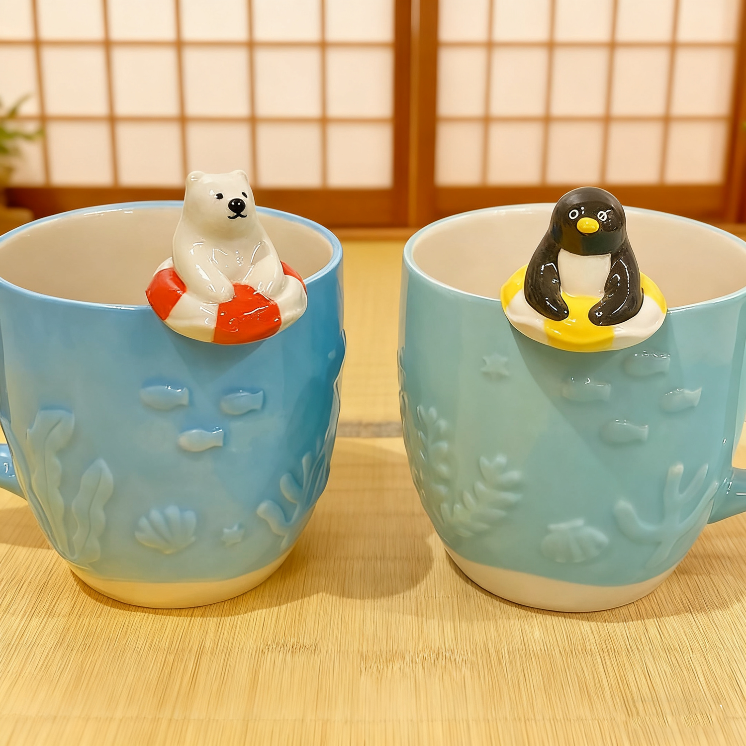 Mug en céramique avec cuillère animaux piscine