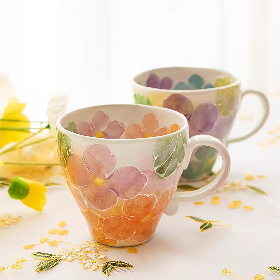 Mug Seto-yaki dégradé floral