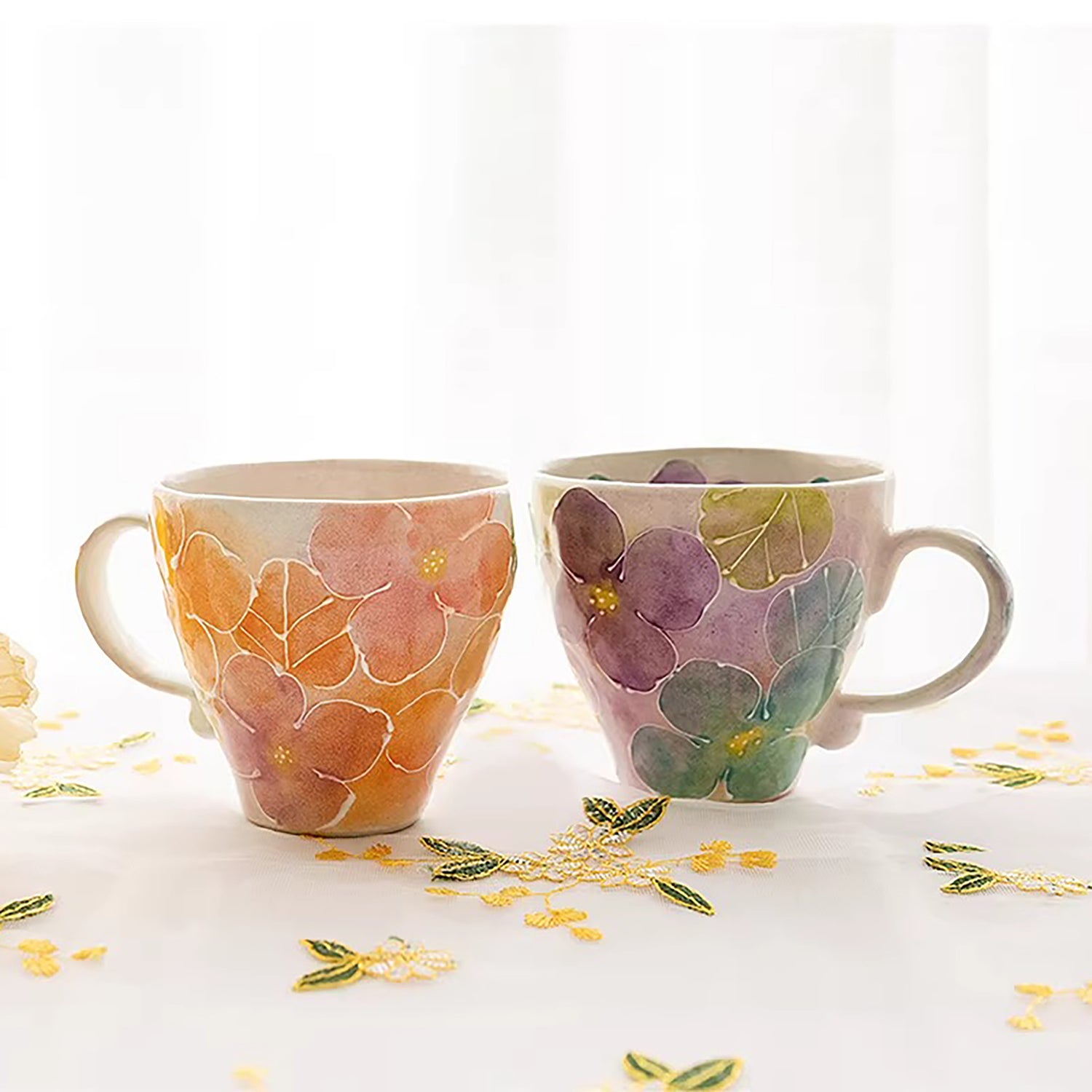 Mug Seto-yaki dégradé floral