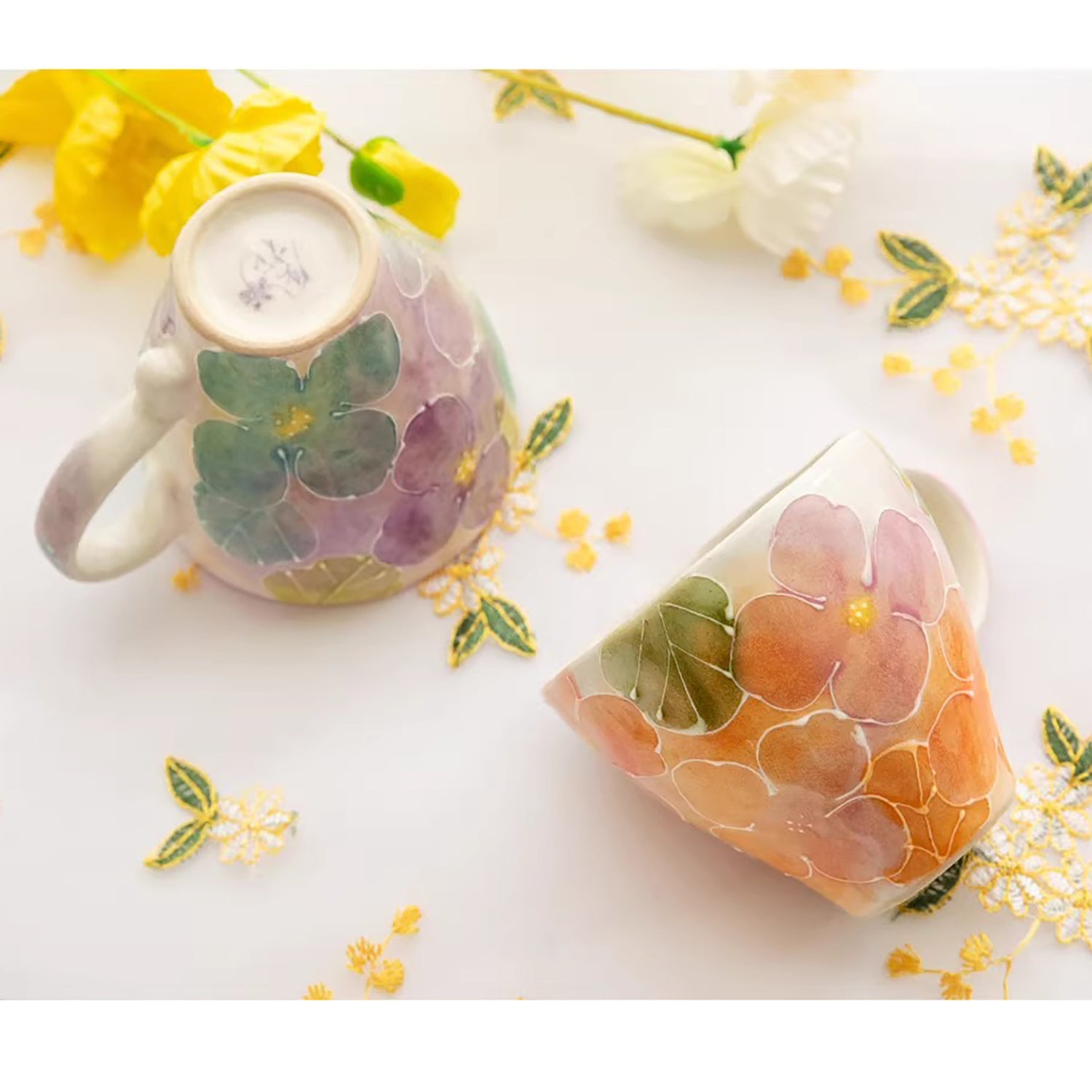Mug Seto-yaki dégradé floral