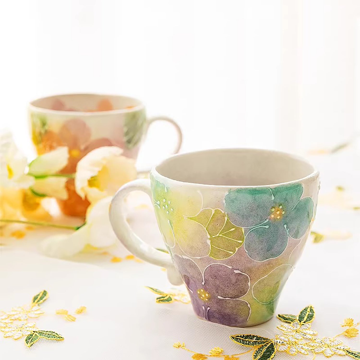 Mug Seto-yaki dégradé floral