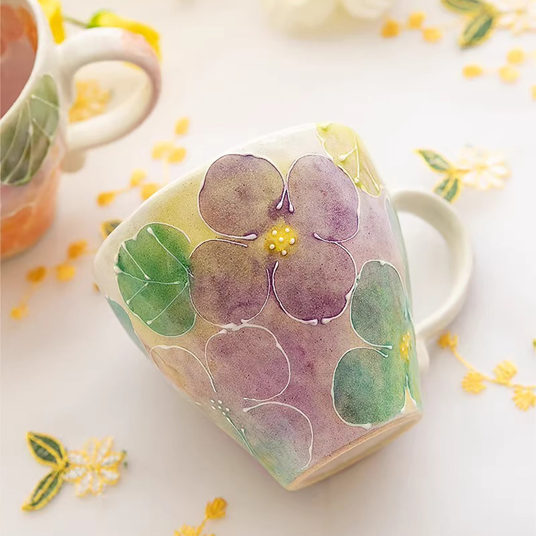 Mug Seto-yaki dégradé floral