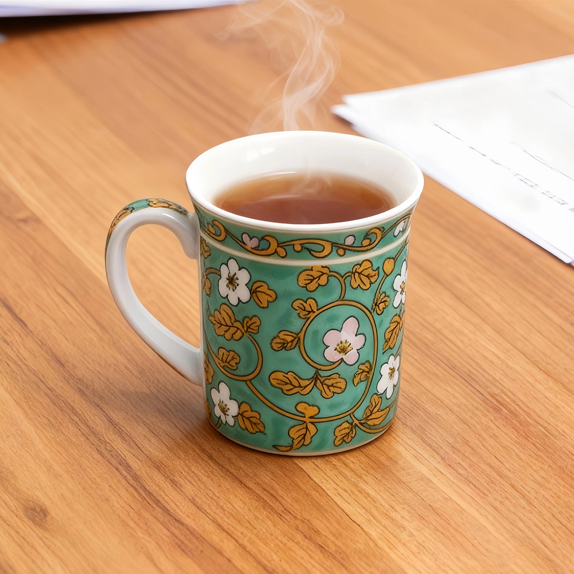 Mug en céramique vintage avec couvercle et filtre