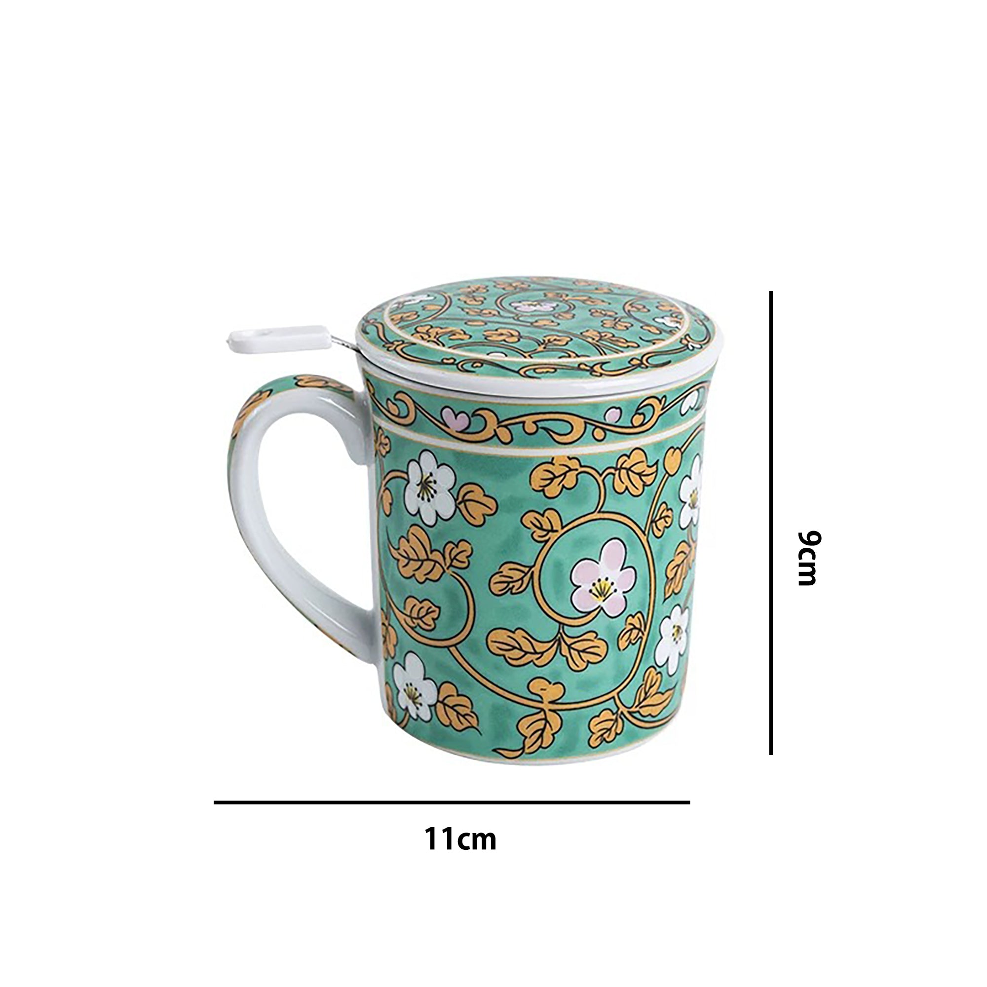 Mug en céramique vintage avec couvercle et filtre