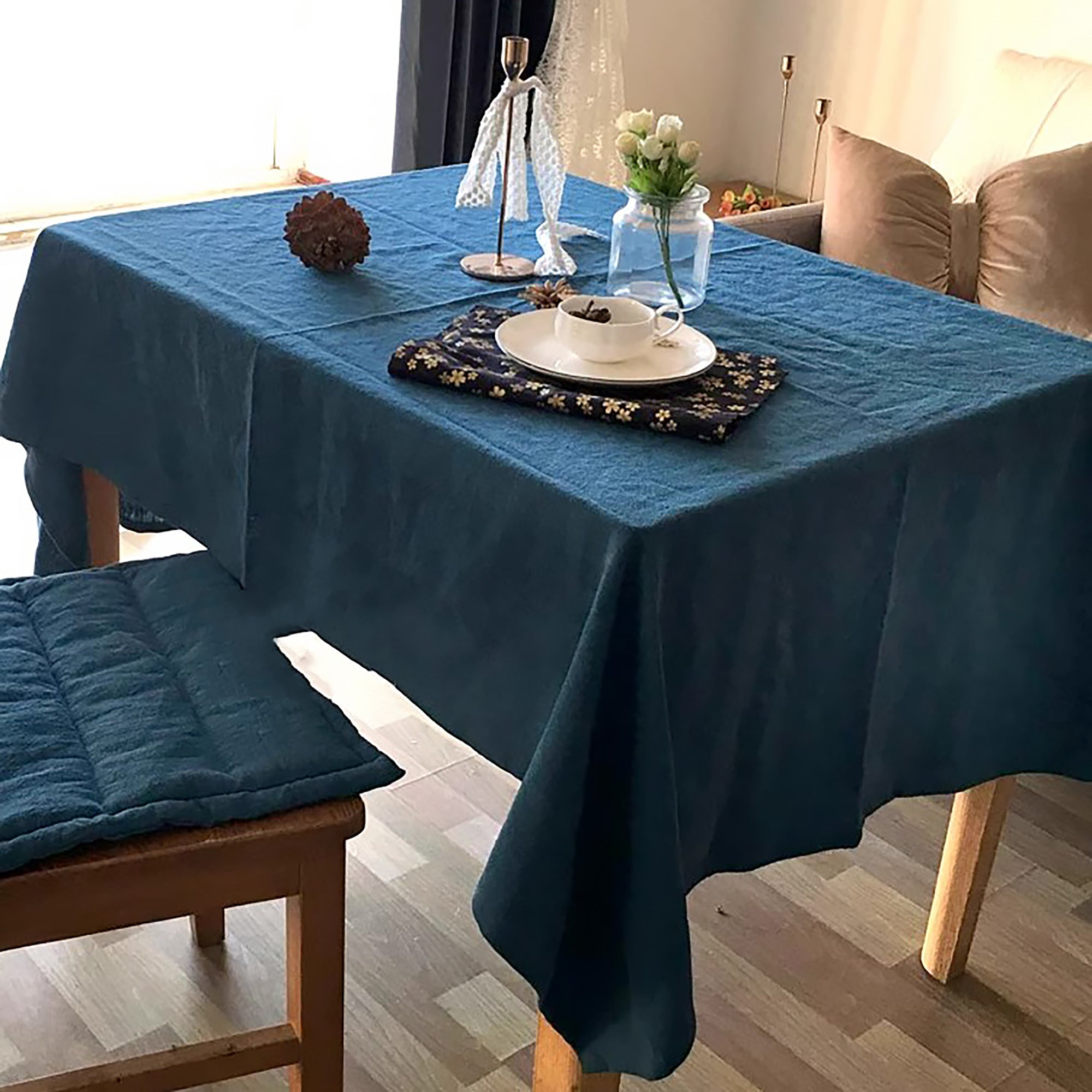 Tischdecke aus gewaschenem Leinen im japanischen Vintage-Stil