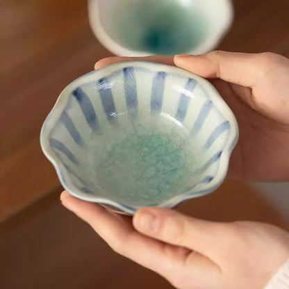 Bol Minoyaki craquelé motif tokusa floral