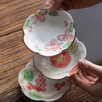 Petite assiette en céramique Minoyaki en forme fleur