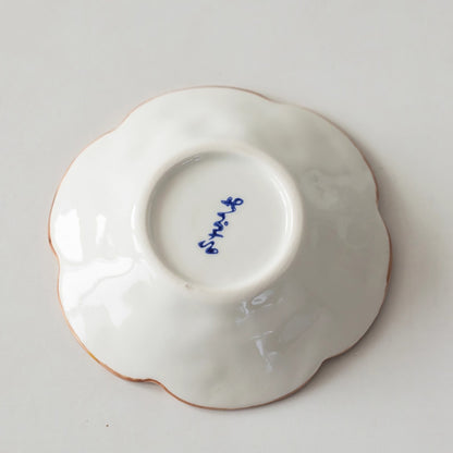 Petite assiette en céramique Minoyaki en forme fleur