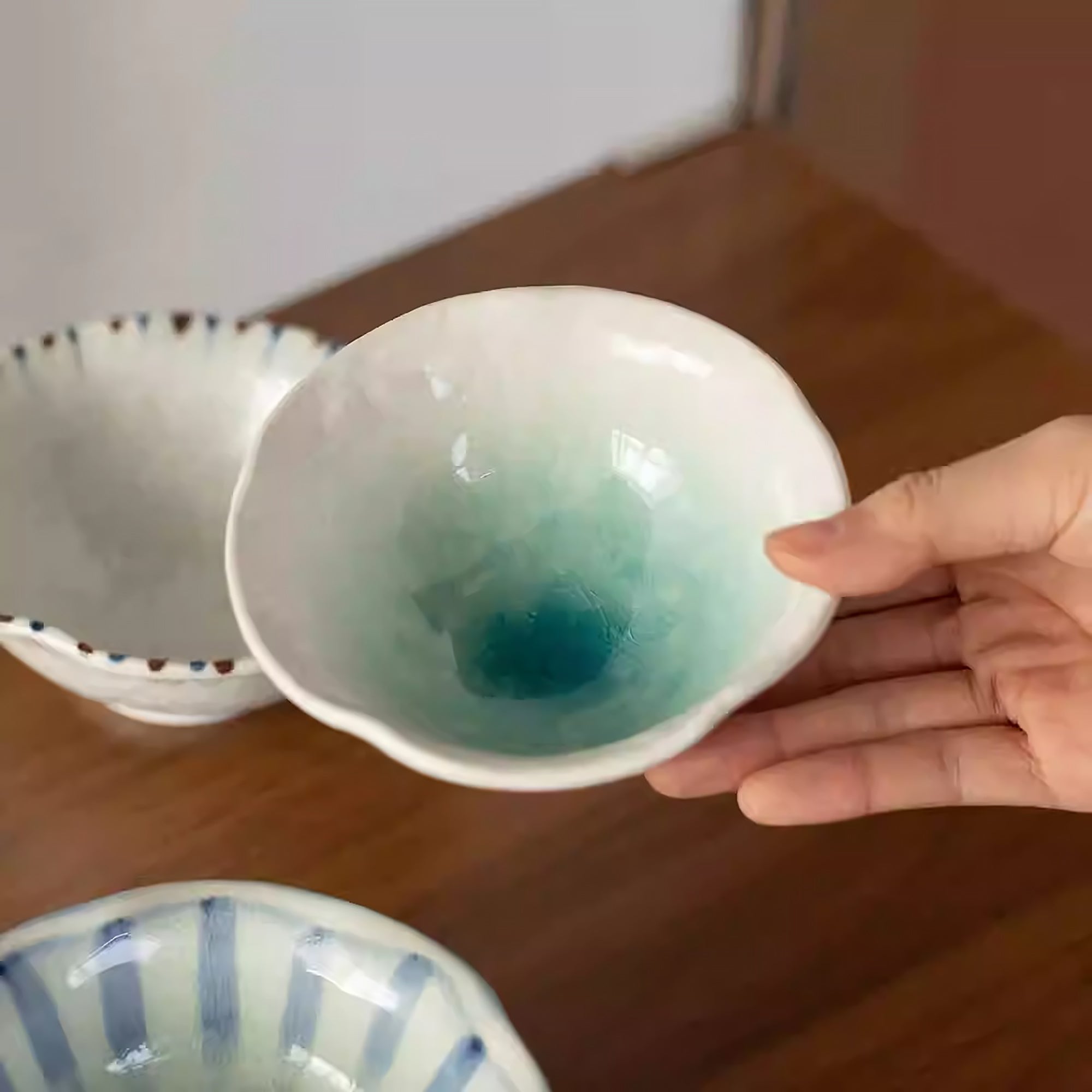 Bol Minoyaki craquelé motif tokusa floral