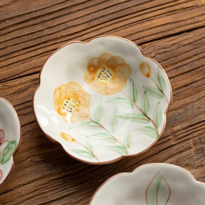 Petite assiette en céramique Minoyaki en forme fleur