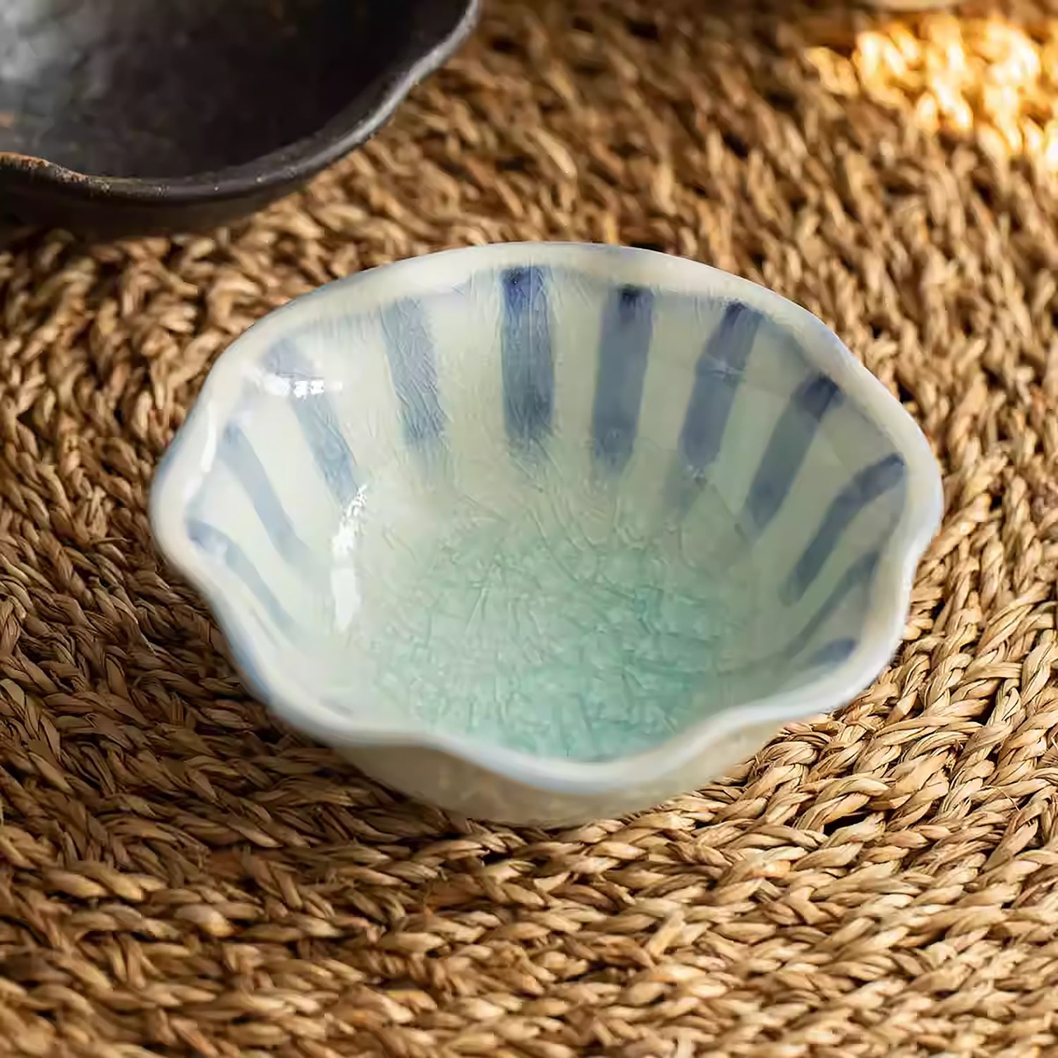 Bol Minoyaki craquelé motif tokusa floral