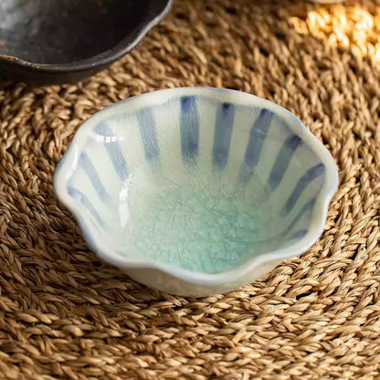 Bol Minoyaki craquelé motif tokusa floral