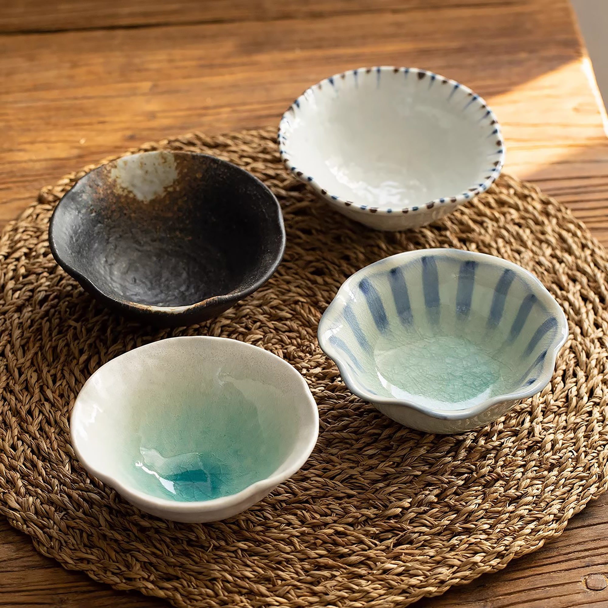 Bol Minoyaki craquelé motif tokusa floral