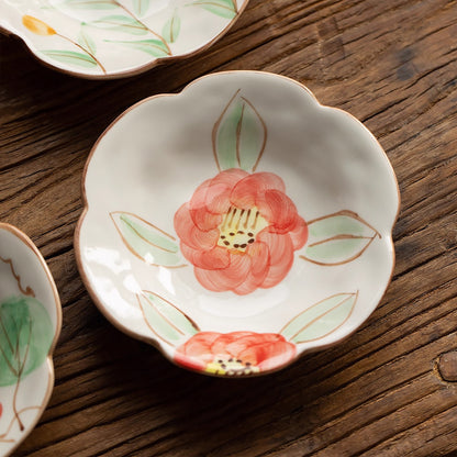 Petite assiette en céramique Minoyaki en forme fleur