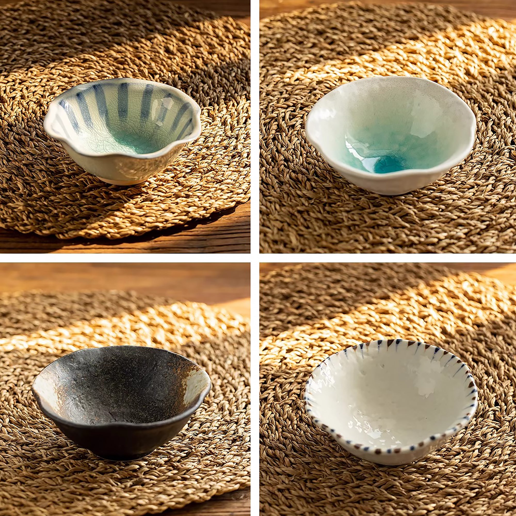 Bol Minoyaki craquelé motif tokusa floral