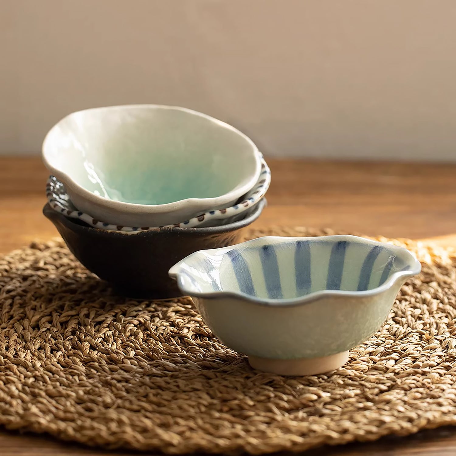 Bol Minoyaki craquelé motif tokusa floral