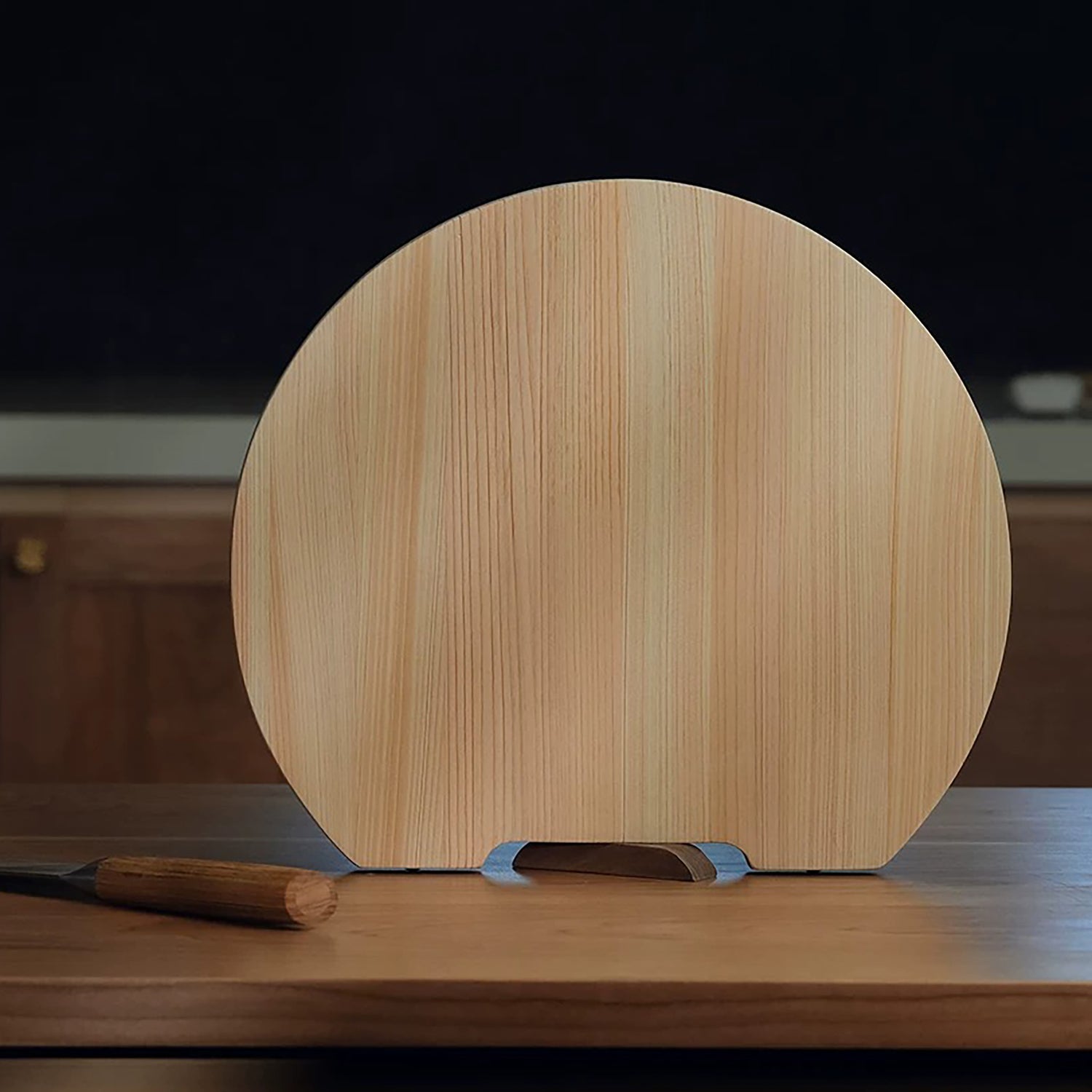 Planche à découper demi-ronde en Hinoki 