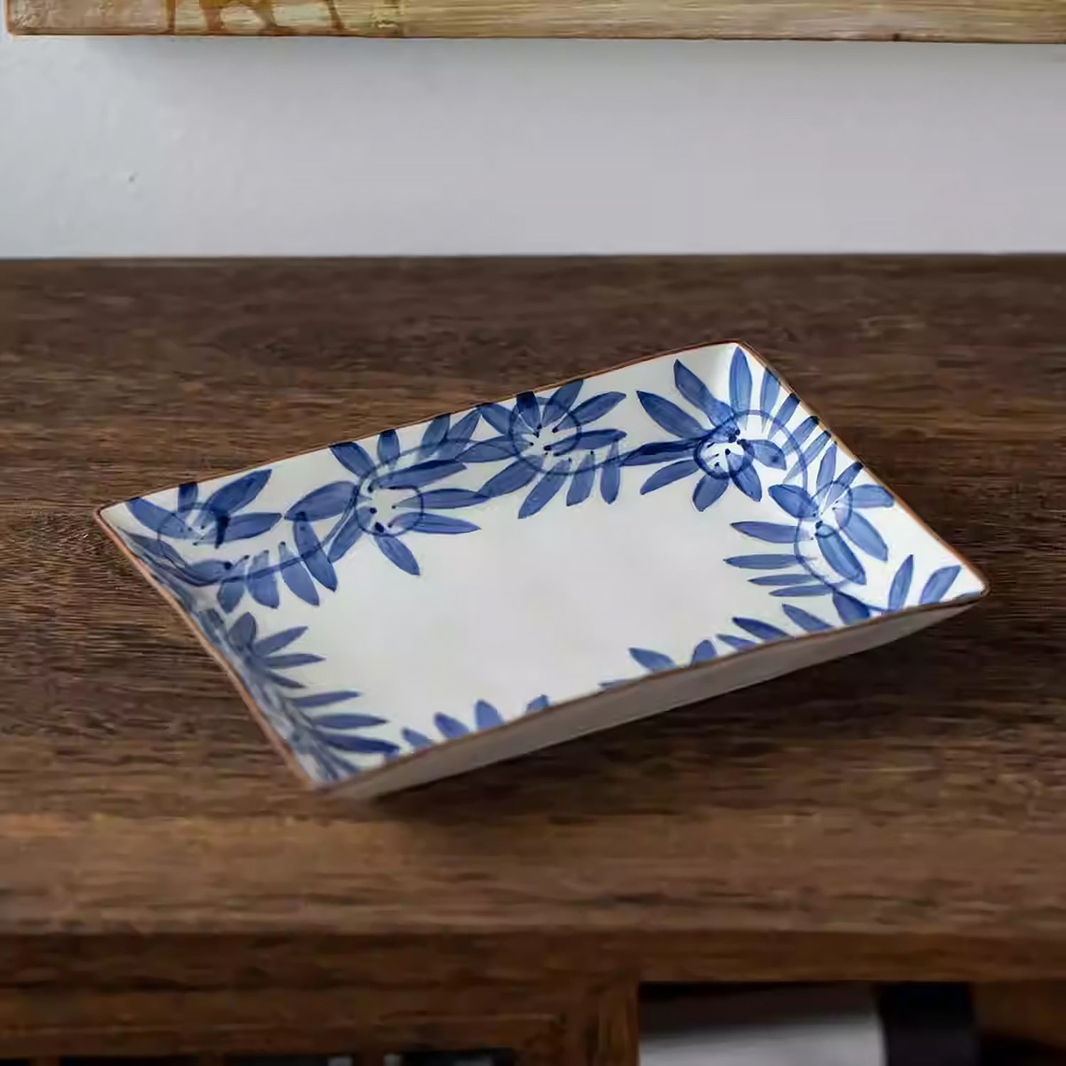 Assiette rectangulaire en céramique Minoyaki