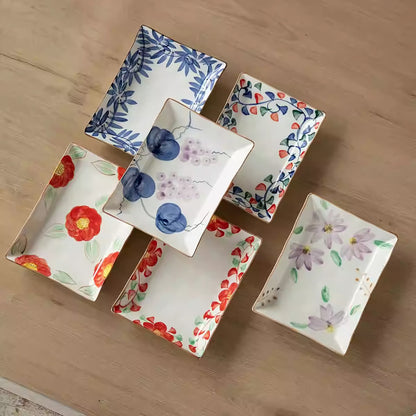 Assiette rectangulaire en céramique Minoyaki