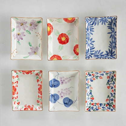 Assiette rectangulaire en céramique Minoyaki