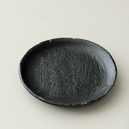 Plateau en bois carbonisé style wabi-sabi japonais