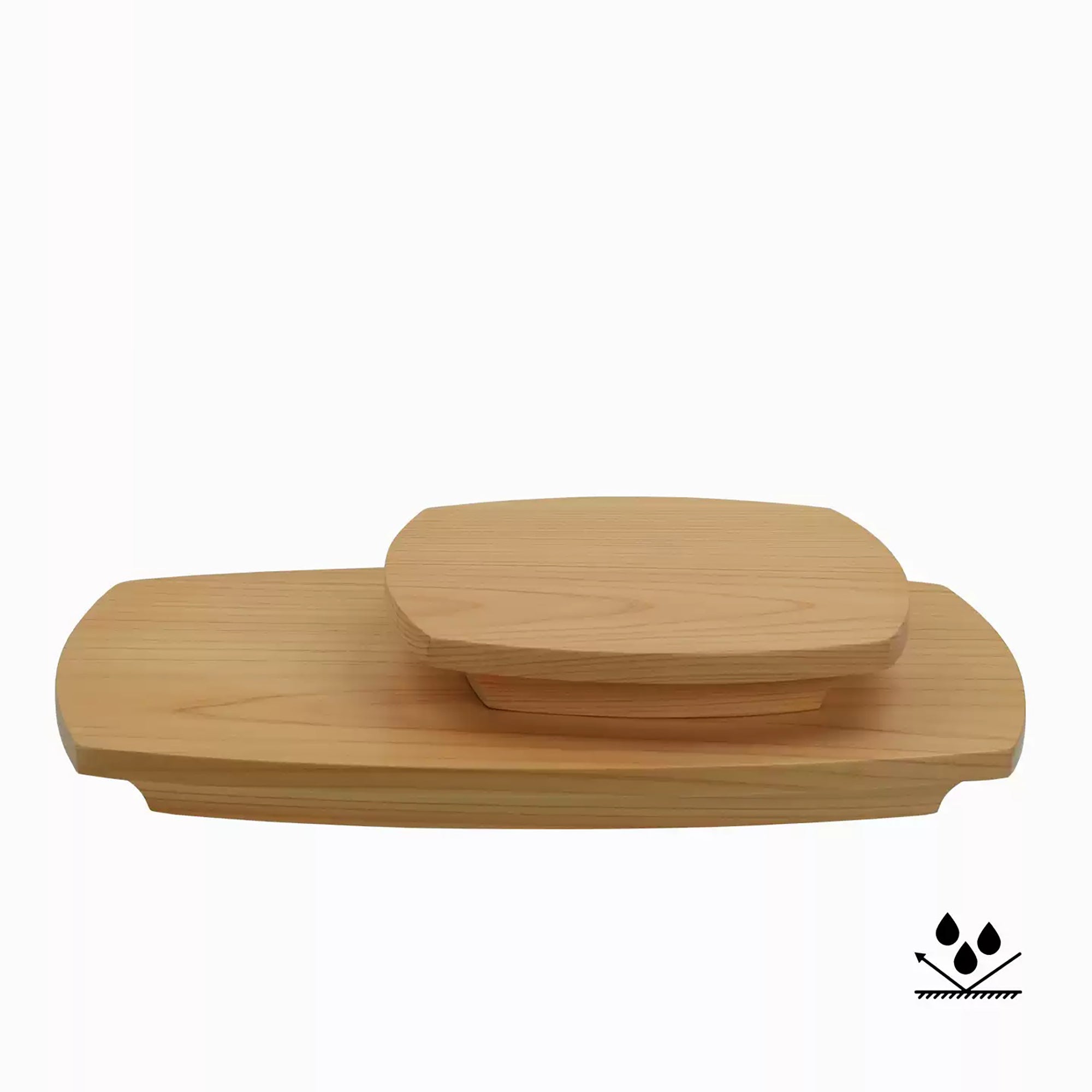 Plateau en bois Hinoki à bord relevé