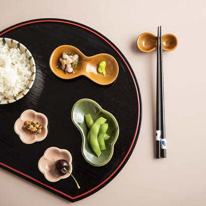 Plateau demi-lune japonais en laque Kishu 