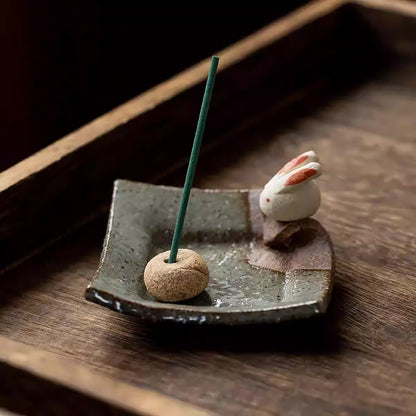 Porte-encens en céramique artisanale Setoyaki