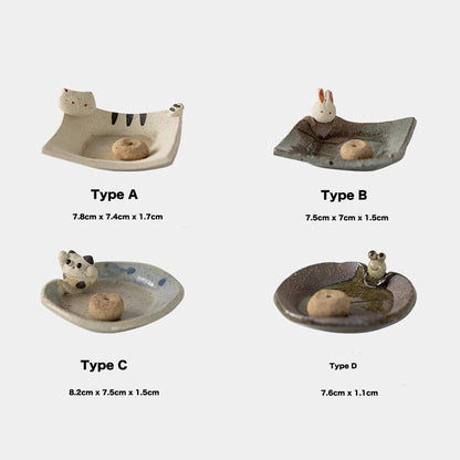 Porte-encens en céramique artisanale Setoyaki