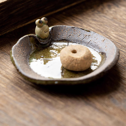 Porte-encens en céramique artisanale Setoyaki