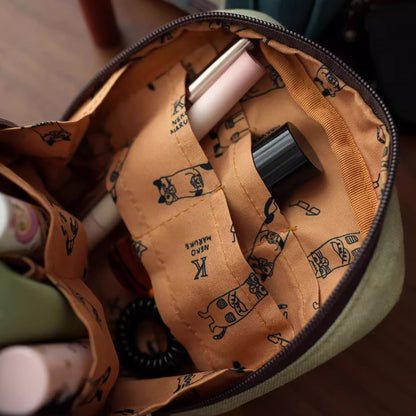 Trousse de rangement avec broderie chat Kusuguru