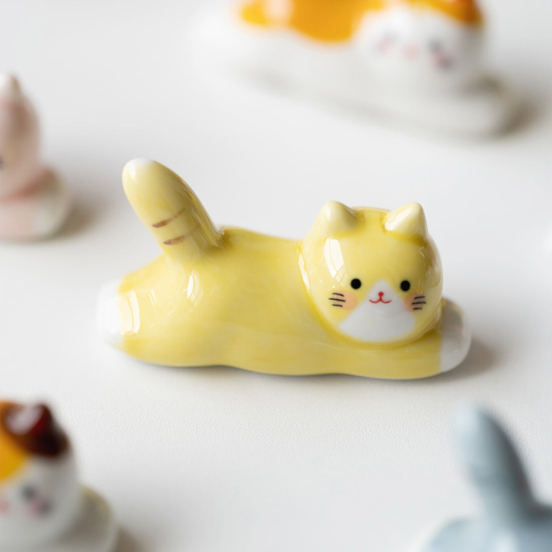 Repose-baguettes en céramique en forme de chat