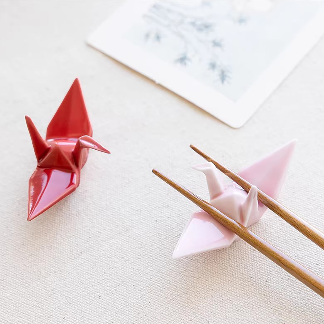 Repose-baguettes grue origami Arita six couleurs