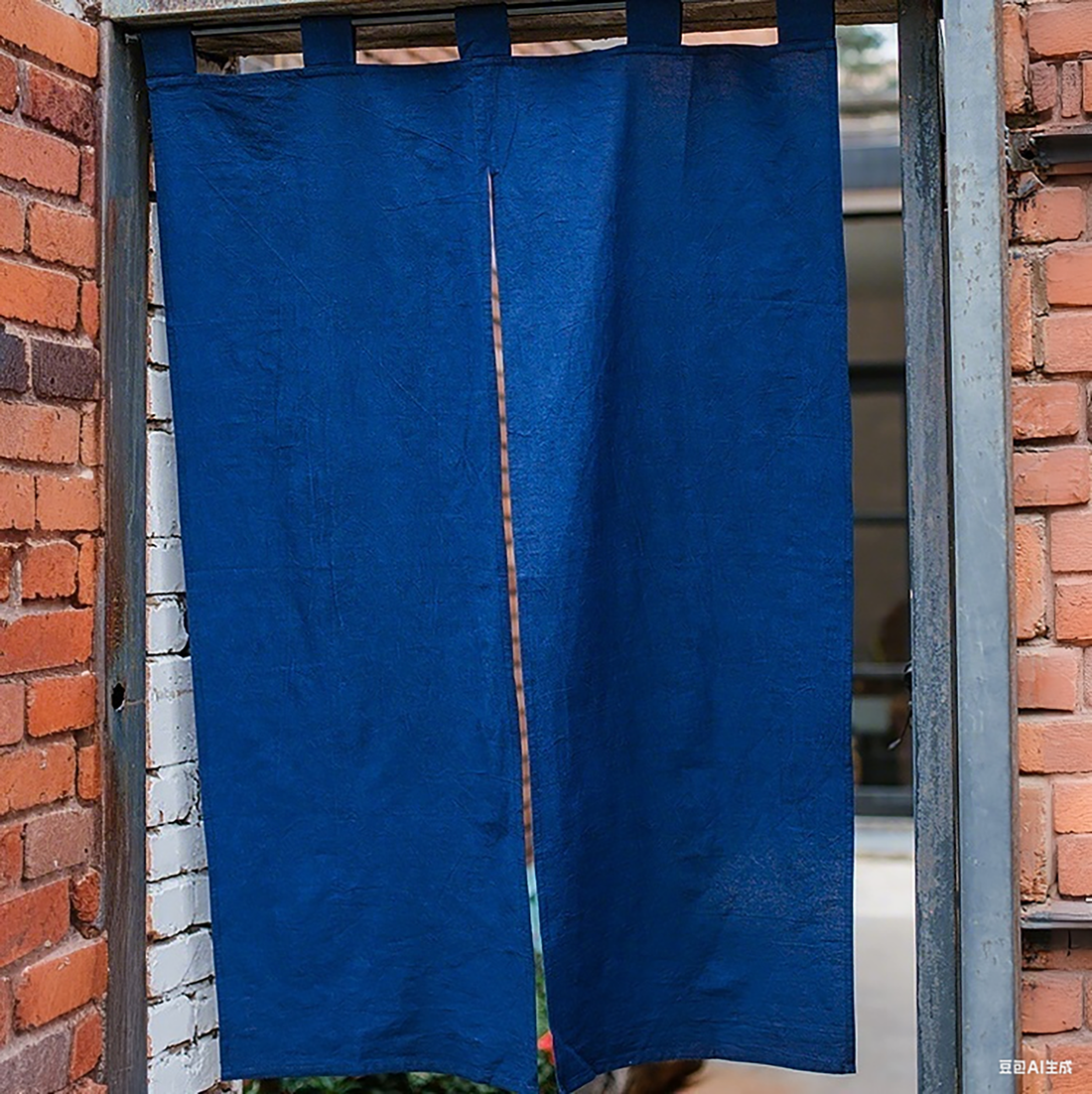Rideau fendu en lin et coton avec teinture végétale artisanale