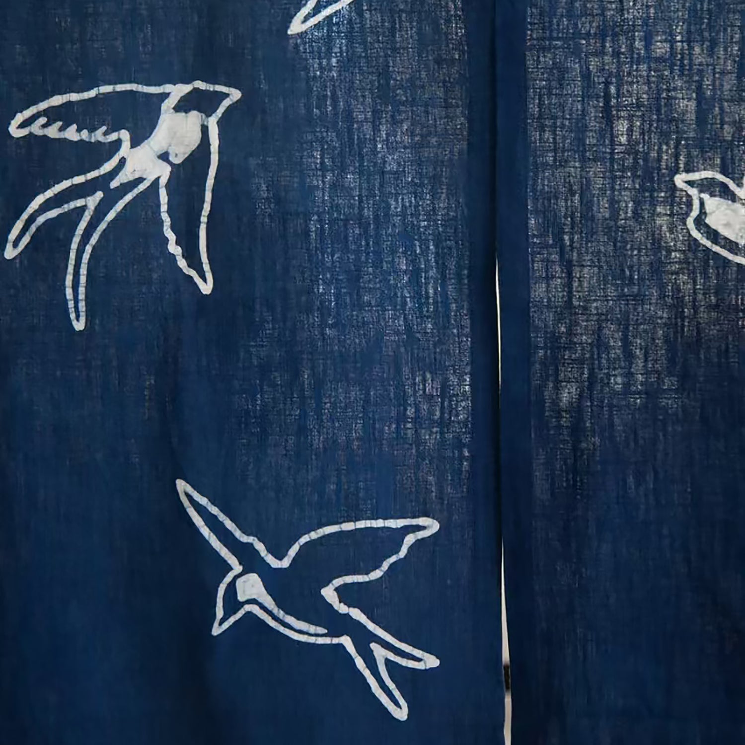 Rideau japonais en lin et coton avec teinture artisanale indigo