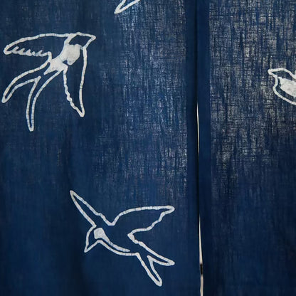 Rideau japonais en lin et coton avec teinture artisanale indigo