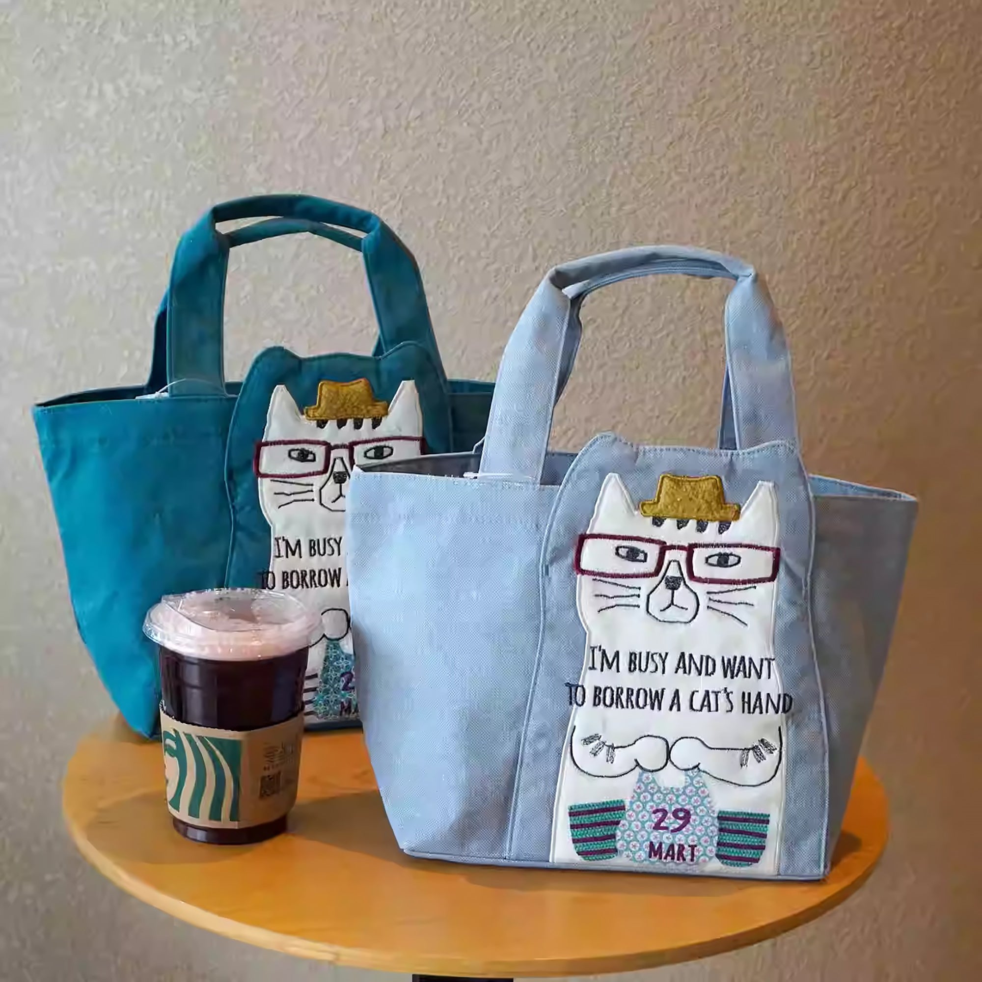 Sac à main chat Kusuguru avec poches intérieures