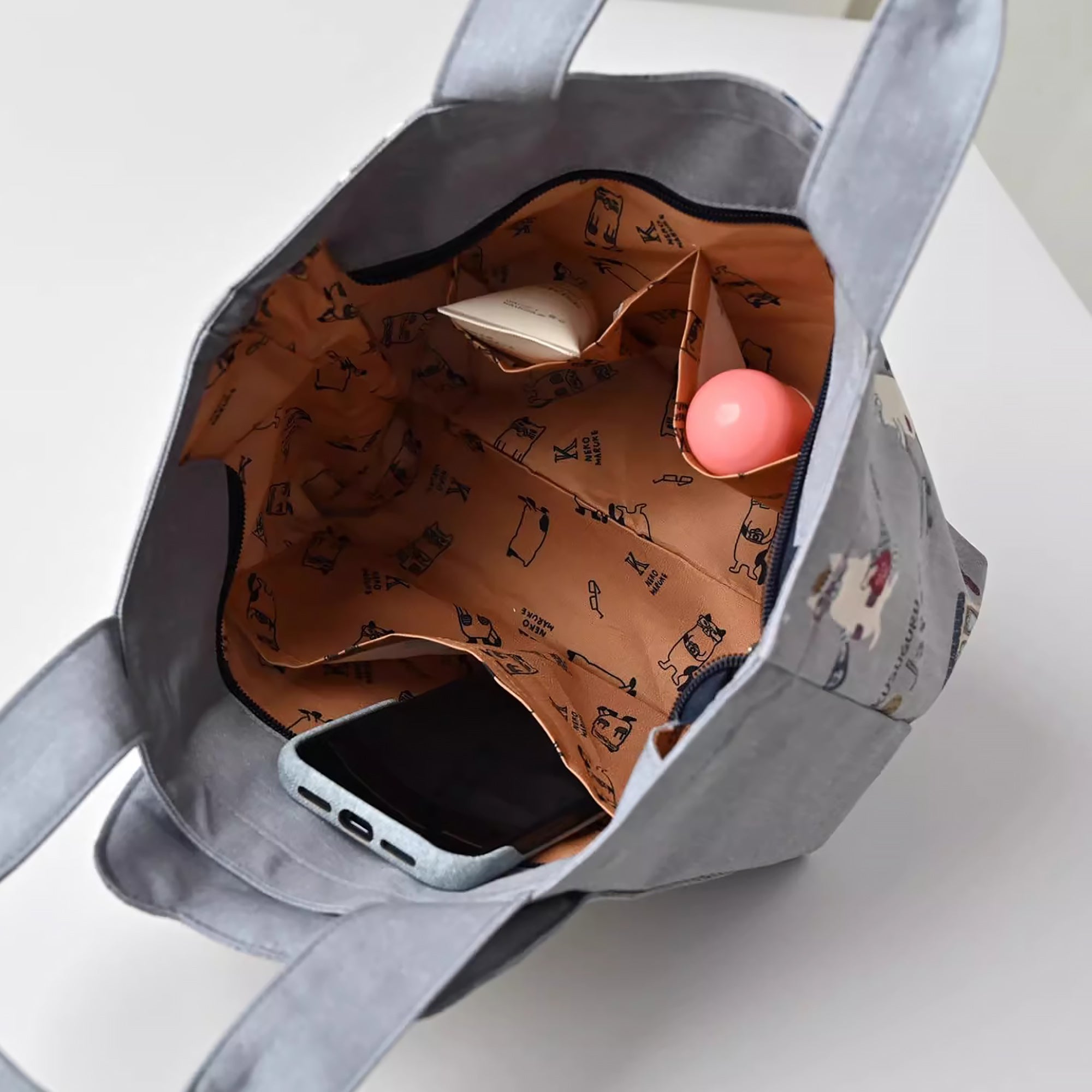 Sac à main chat Kusuguru avec poches intérieures