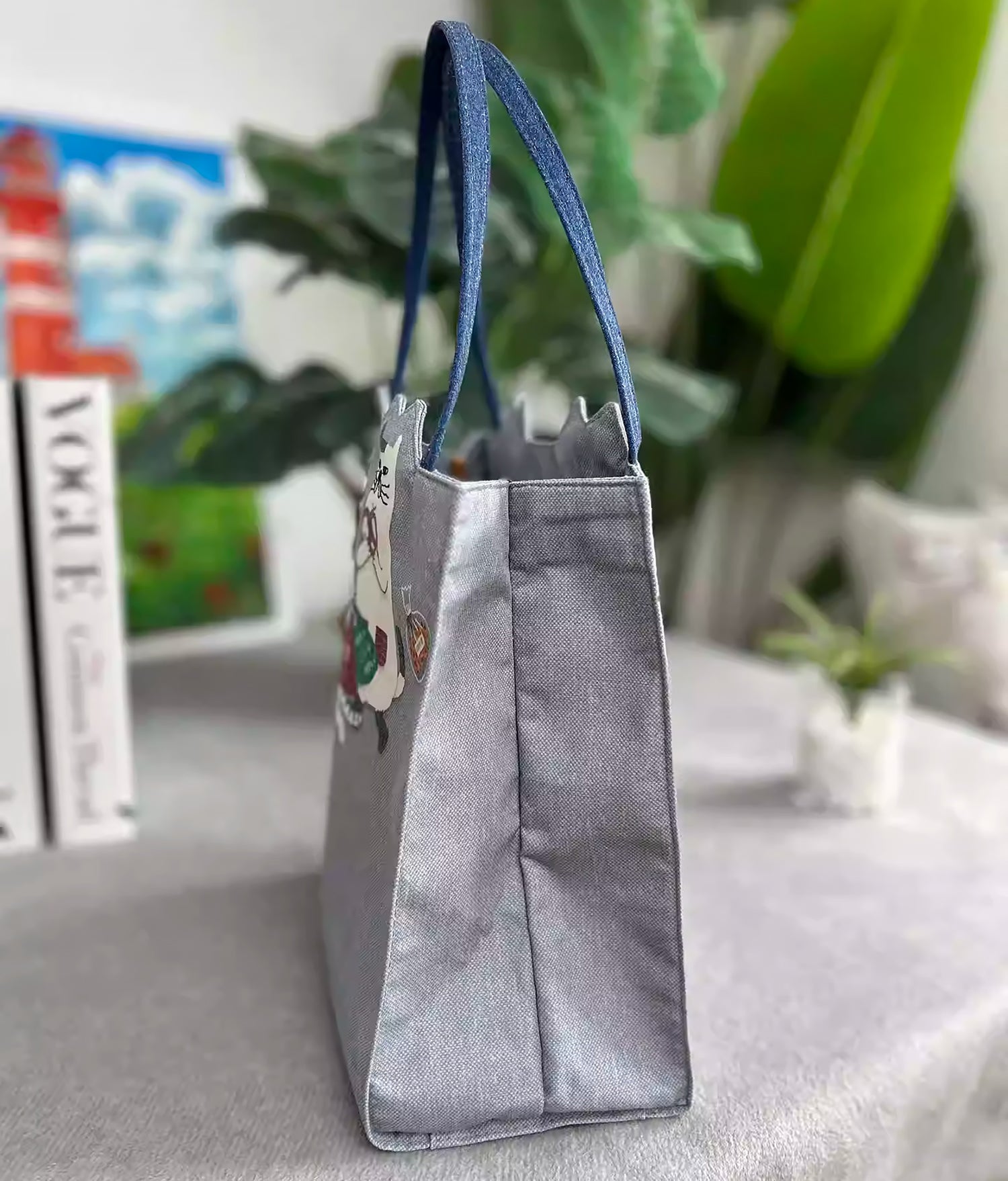 Sac cabas Kusuguru avec chat brodé 