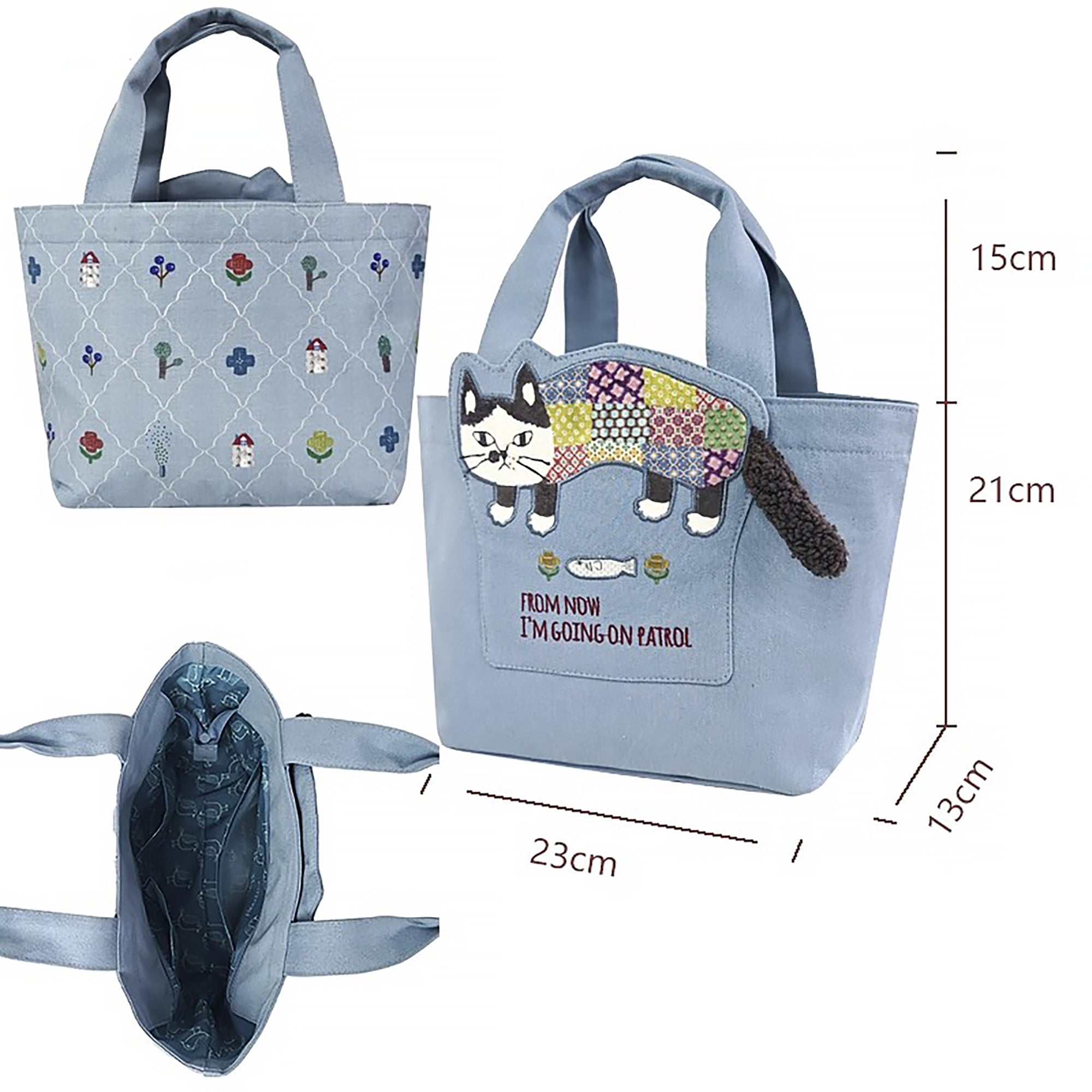 Sac à main chat Kusuguru avec poches intérieures