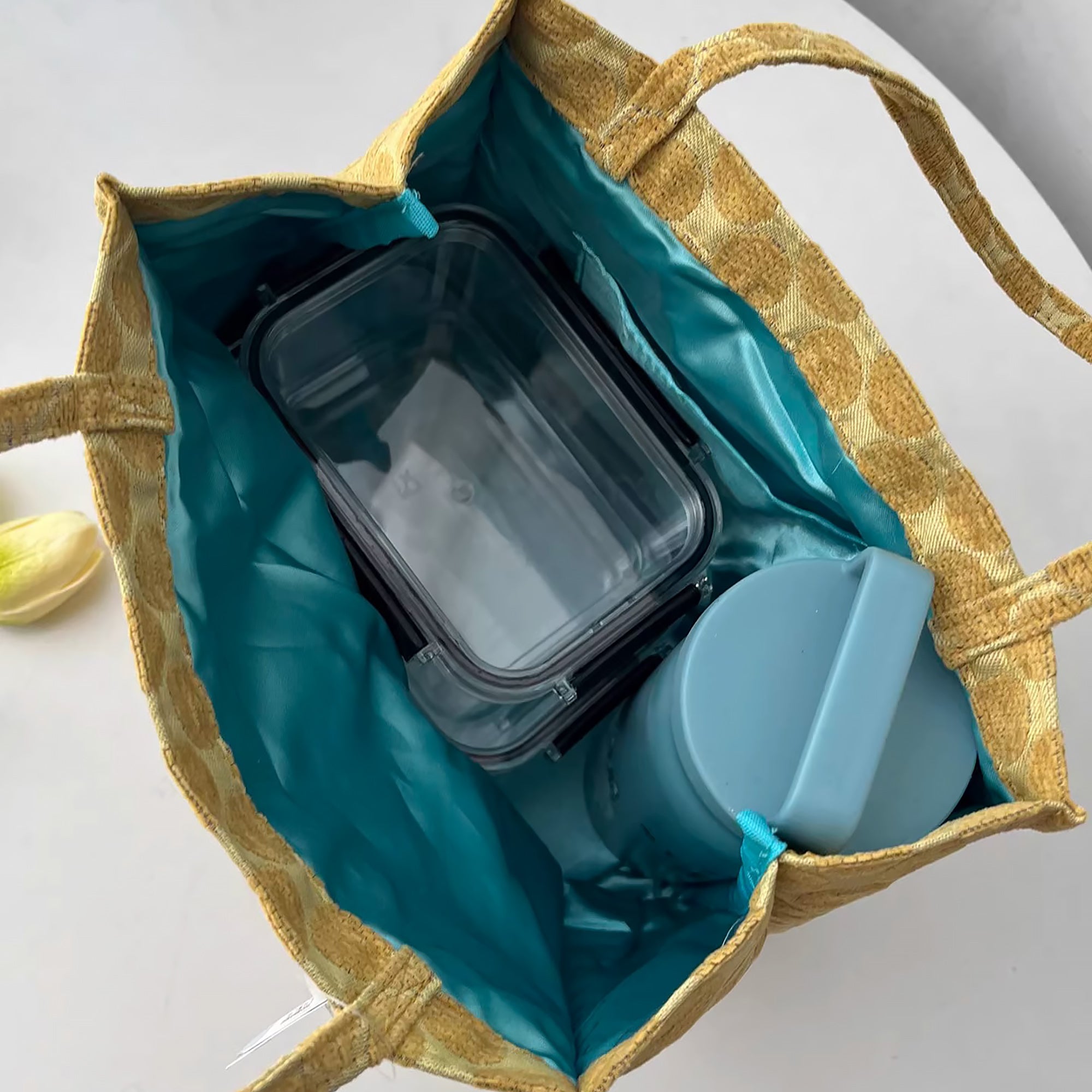 Sac fourre-tout Kusuguru en jacquard chenille motif chat