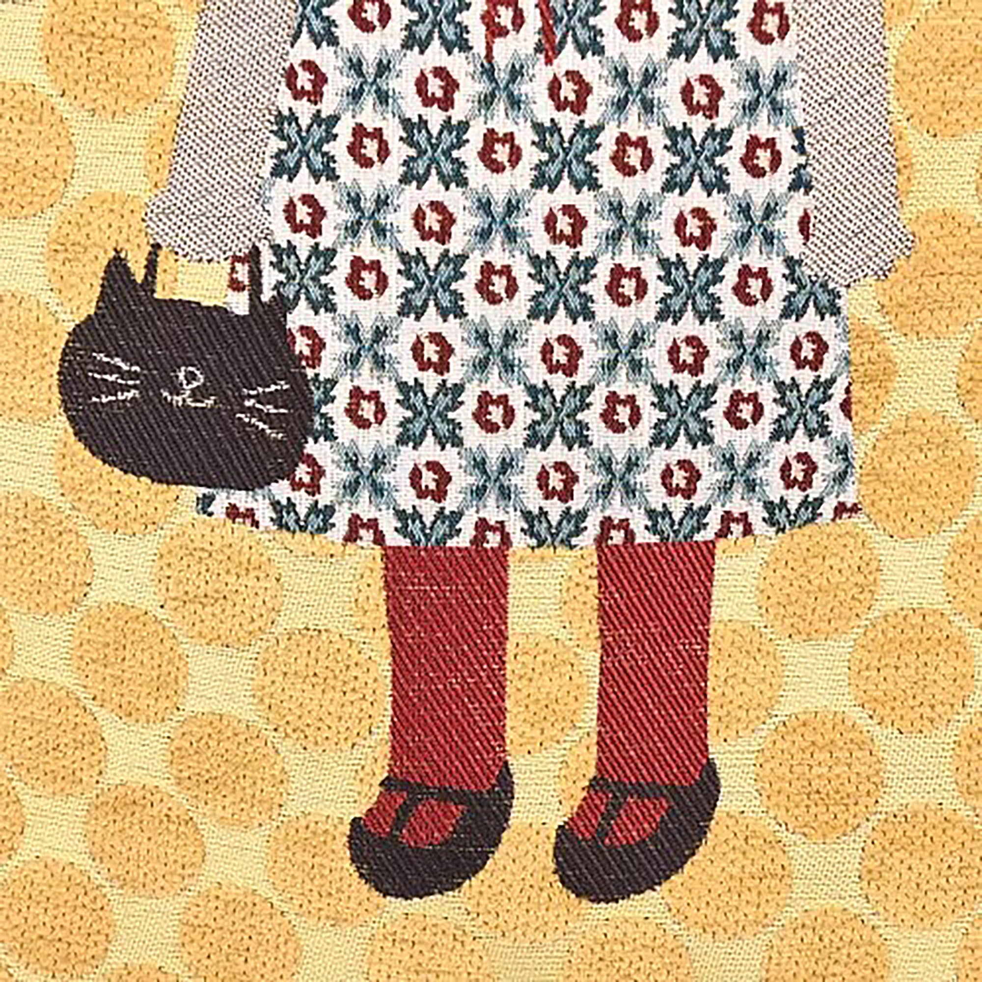 Sac fourre-tout Kusuguru en jacquard chenille motif chat