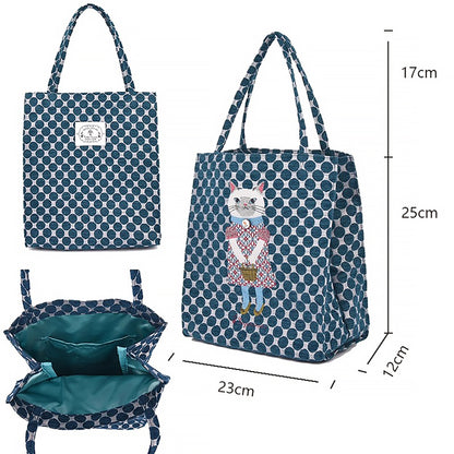 Sac fourre-tout Kusuguru en jacquard chenille motif chat