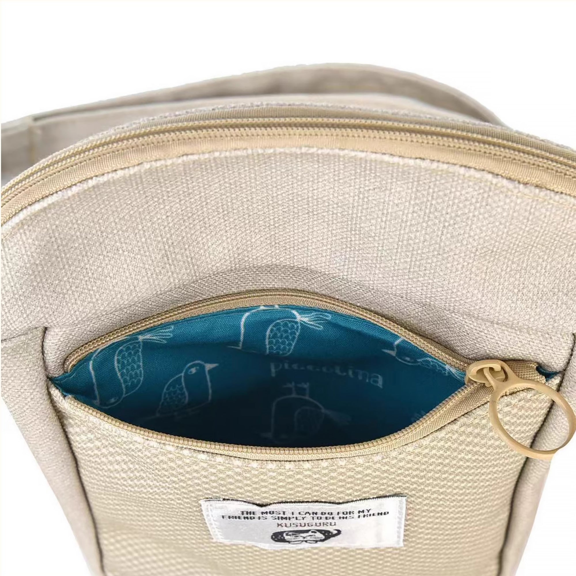 Sac bandoulière compact Kusuguru avec chat brodé