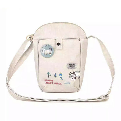 Sac bandoulière compact Kusuguru avec chat brodé