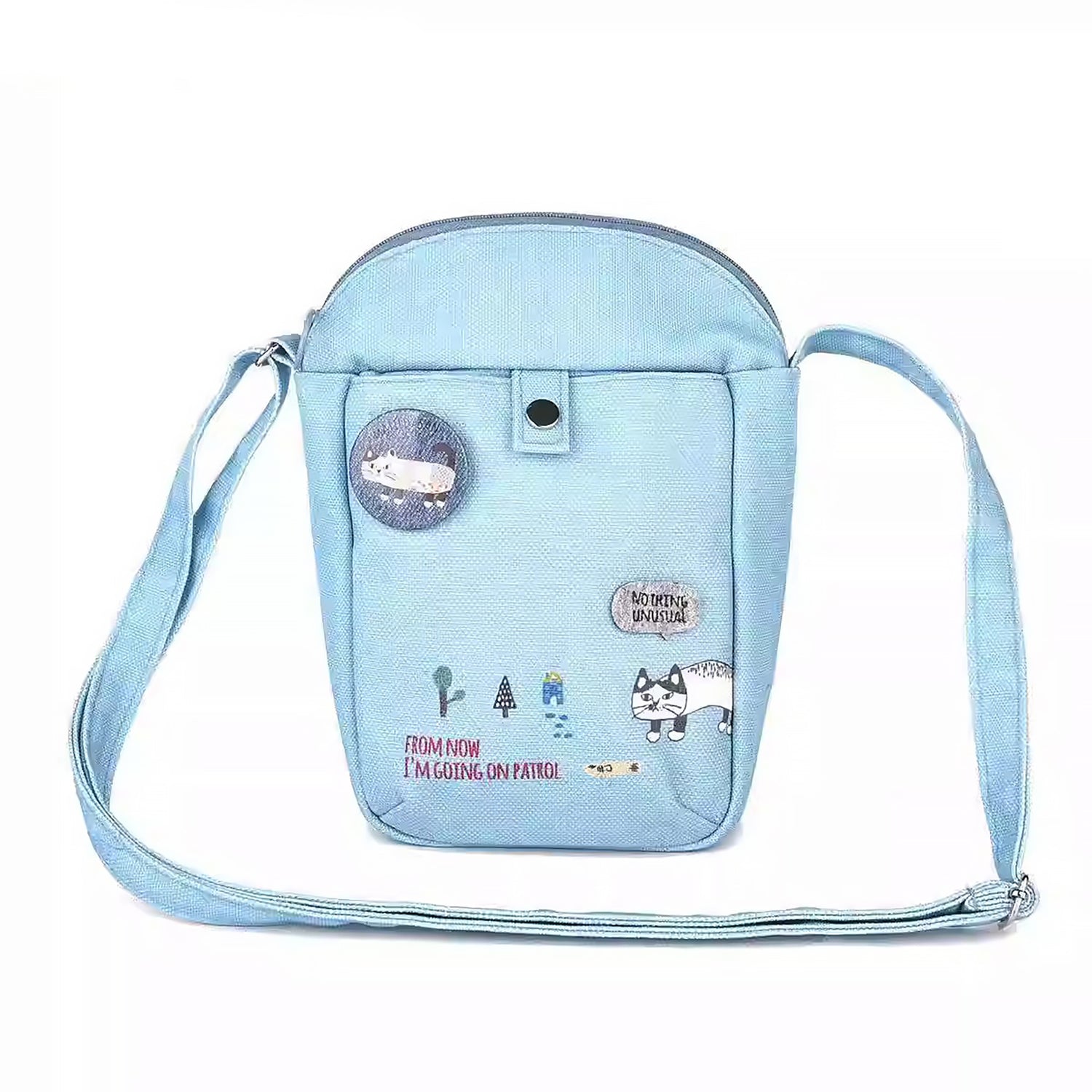 Sac bandoulière compact Kusuguru avec chat brodé