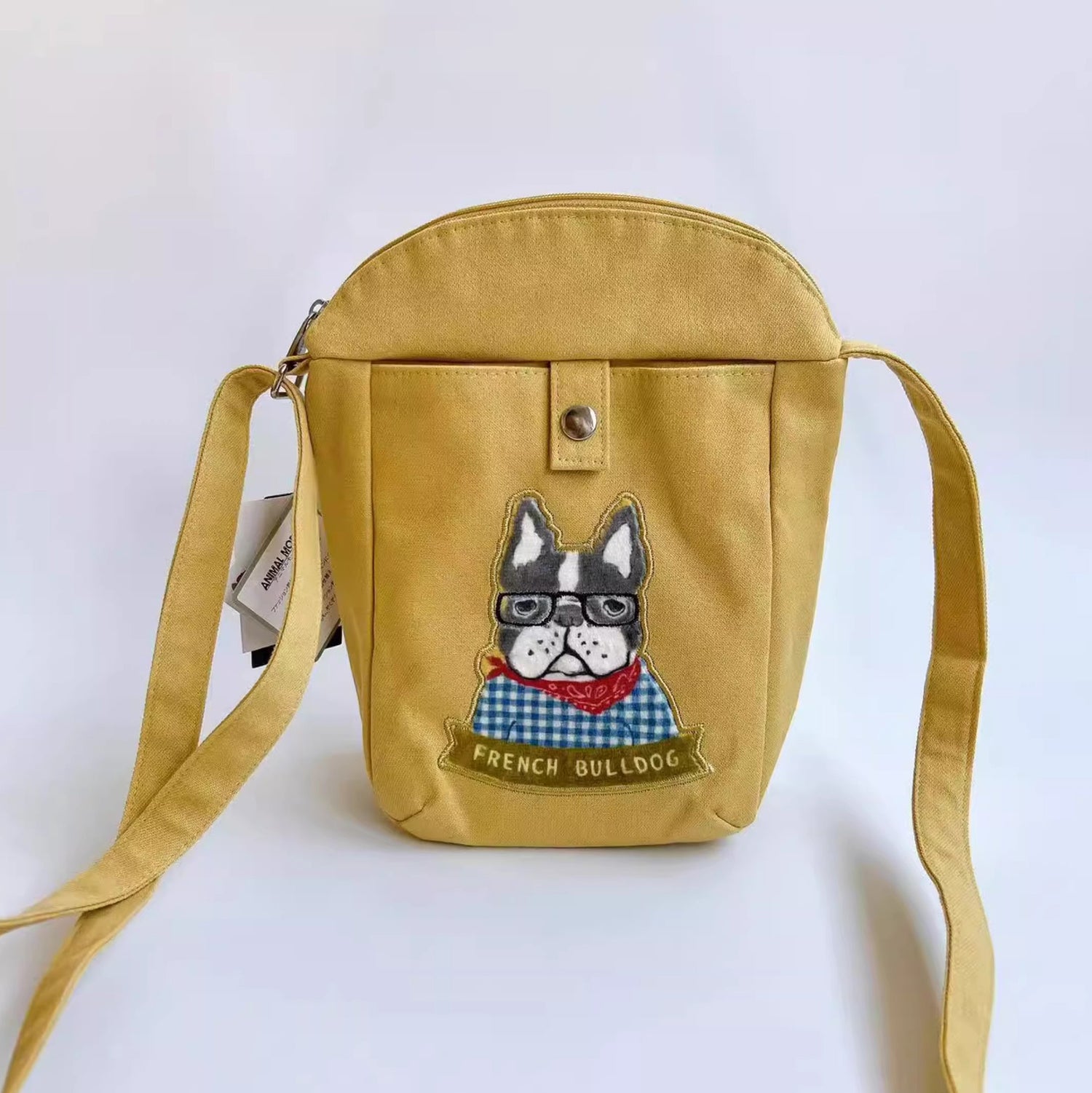 Sac bandoulière compact Kusuguru avec chat brodé